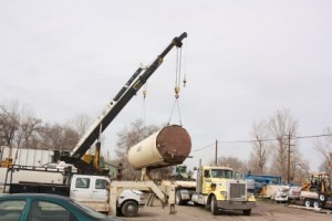 Loading Long, Large Tank On Trailer